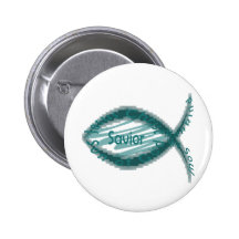Jesus Savior Christian Fish Symbol Button