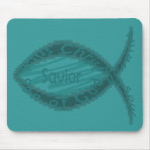 Jesus Savior Fish Symbol Mousepad