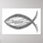 Jesus Savior Fish Symbol Poster