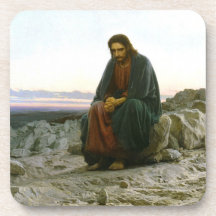 Jesus Sitting on a Rock Beverage Coaster