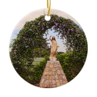 Jesus Statue with Beautiful Flowers Ornaments