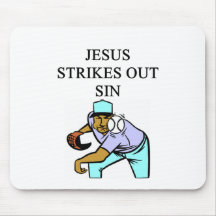 jesus strikes out sin mouse mat