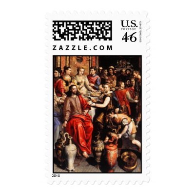 Jesus turns water into wine/Cana Wedding Postage by KitteasGallery