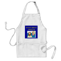 jesus tweets too aprons by jimbuf jesus tweets too aprons
