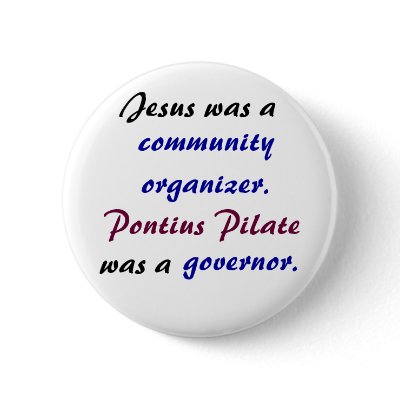 Jesus versus Pontius Pilate Buttons by joshgott
