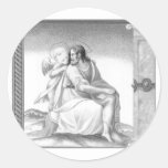 JESUS WITH AN ANGEL ROUND STICKERS