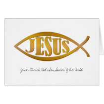 Jesus with Christian Fish Symbol cards by Pazzoom Jesus with Christian Fish Symbol cards