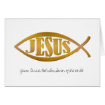 Jesus with Christian Fish Symbol Greeting Cards