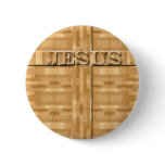 Jesus Wood Carving buttons