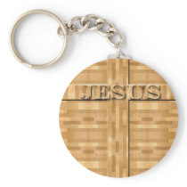 Jesus Wood Carving Key Chain