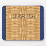 Jesus Wood Carving Mouse Pad