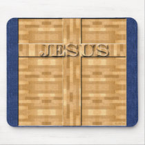 Jesus Wood Carving Mouse Pad