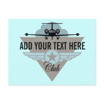 Jet Airplane Wing Club Postcard