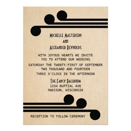 Jet Black Deco Chic Wedding Invite