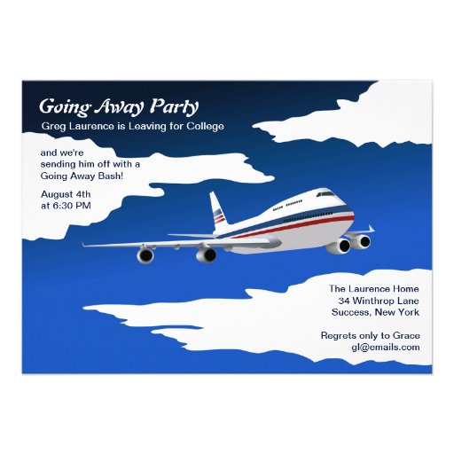 Jet Plane Going Away Party Invitation (front side)