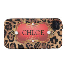 Jet Red Ciao Bella Leopard Phone Case Case-Mate iPhone 4 Case