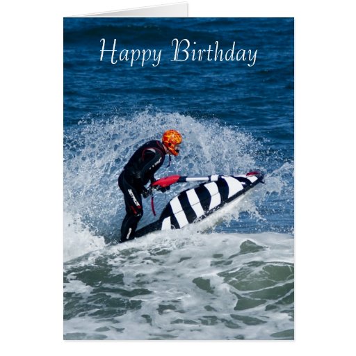 jet ski water sport birthday greeting card | Zazzle
