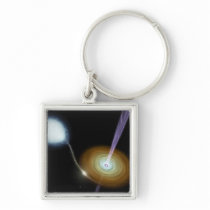 Jets of material shooting out keychain