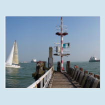 Jetty in Sea, Sailing Boat and Tankers Vlissingen postcards