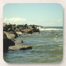 Jetty Rocks Inlet Pelican Sky Ft. Pierce Florida Coaster