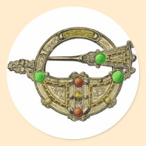 Jewel Brooch Bronze Dress Fastening Round Sticker