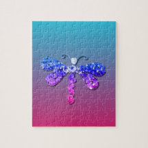 Jewel Dragon Fly Sparkle Customize pretty Puzzles