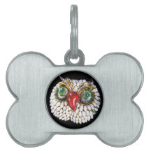 JEWEL el oro del BÚHO, esmeralda verde, opale Placas De Nombre De Mascota
