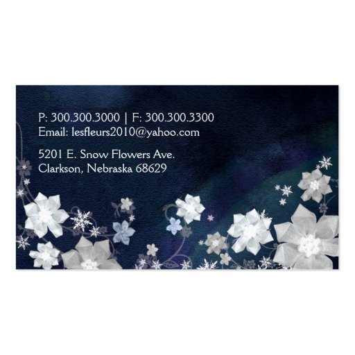 Jewel Flowers Florist or Flower Shop Business Card (back side)