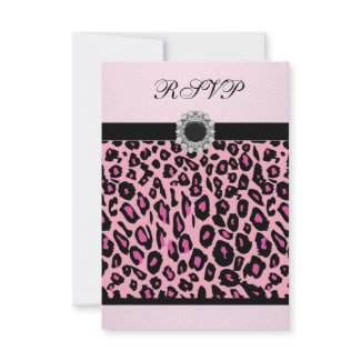 Jewel Hot Pink Leopard Bat Mitzvah Invitation RSVP invitation