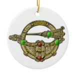 Jewel Irish Brooch Emerald Gem Hanging Pendant
