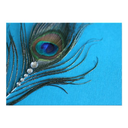 Jewel Peacock Feather Bridal Shower Invitations