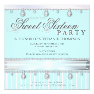 Jewel Sparkle Sweet 16 Birthday Party Invitation