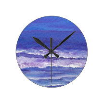 Jewel toned sunset ocean waves seascape gifts clocks