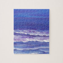 Jewel toned sunset ocean waves seascape gifts puzzle