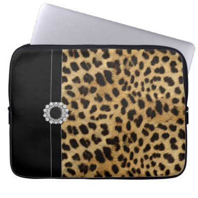 Jeweled Black Leopard Laptop Sleeve electronicsbag