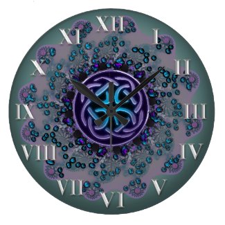 Jeweled Celtic Fractal Mandala Wallclocks