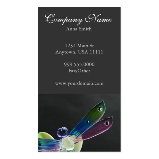 Jeweled Dragonfly Business Card (front side)