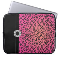 Jeweled Hot Pink Leopard Laptop Cover Sleeve electronicsbag
