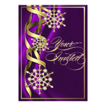 Jeweled Jazzy Snowflake Plum Holiday Card