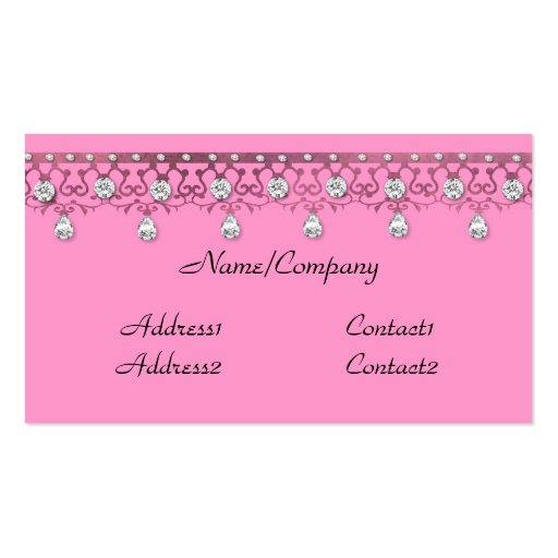 Jeweled Lace Pink Business Card (front side)