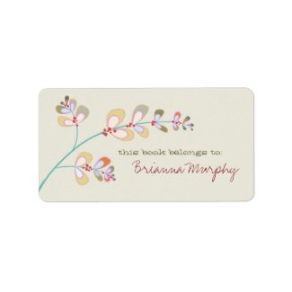 Jeweled Leaves Bookplate Labels label