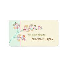 Jeweled Leaves Bookplate Labels