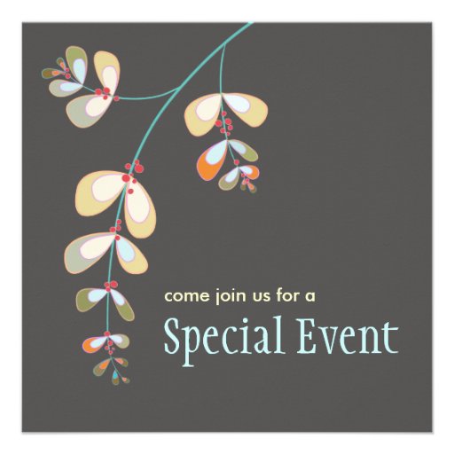 Jeweled Leaves Invitation (front side)