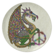 Jeweled Peace Dragon Plates