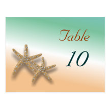 Jeweled Starfish Table Number Postcard