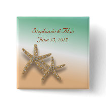 Jeweled Starfish Wedding Button