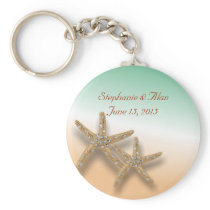 Jeweled Starfish Wedding Keychain