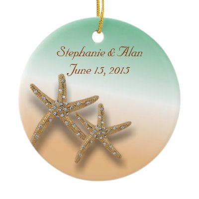 Jeweled Starfish Wedding Ornament