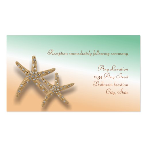 Jeweled Starfish Wedding Reception Card Business Card Template