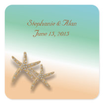 Jeweled Starfish Wedding Stickers